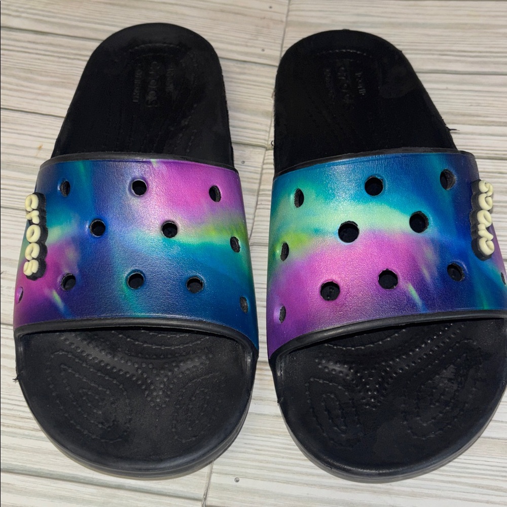 Crocs Classic Black Tie-dye Graphic Clog Slip on Shoes Men’s Size 8 Women’s 10